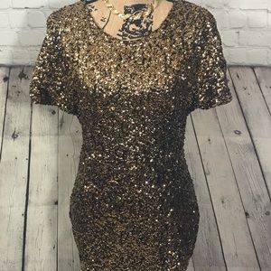 Semi Formal Gold Sequins Party Dress